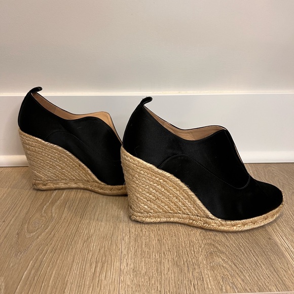 REED KRAKOFF Black Satin High-Cut Espadrille Wedges - Size 38 (US 7.5) - 4" Heel - Picture 3 of 6